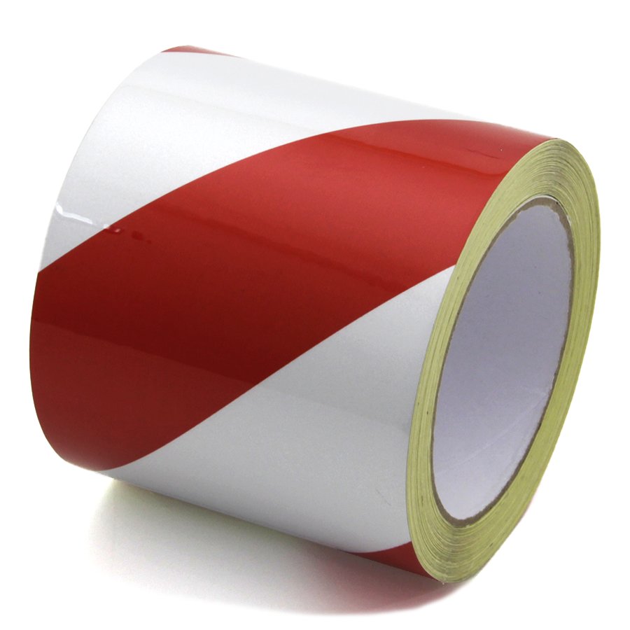 Bielo-červená pravá reflexná výstražná páska - 15m x 10 cm