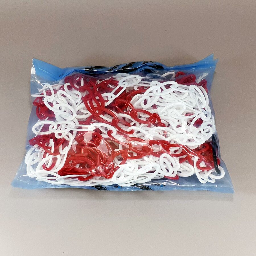 Bielo-červená plastová označovacia reťaz - dĺžka 25 m