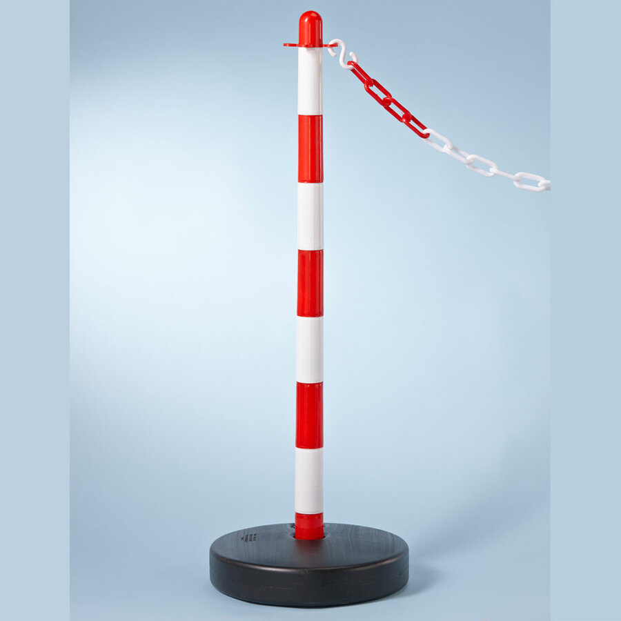 Bielo-červený plastový vymedzovací stĺpik