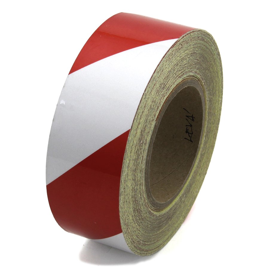 Bielo-červená ľavá reflexná výstražná páska - dĺžka 45 m a šírka