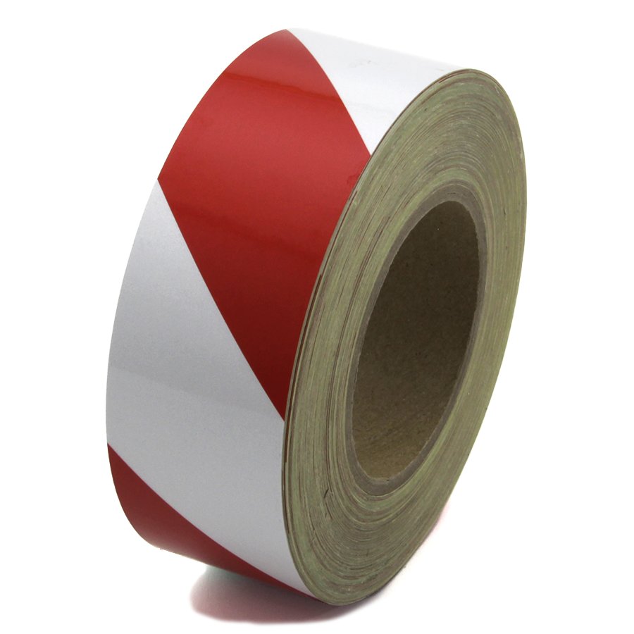 Bielo-červená pravá reflexná výstražná páska - dĺžka 45 m a šírk