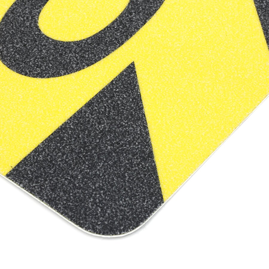 Čierno-žltá korundová protišmyková páska s potlačou CAUTION (pás