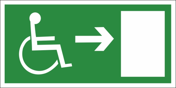 Úniková cesta - únikový východ pre zdravotne postihnutých vpravo