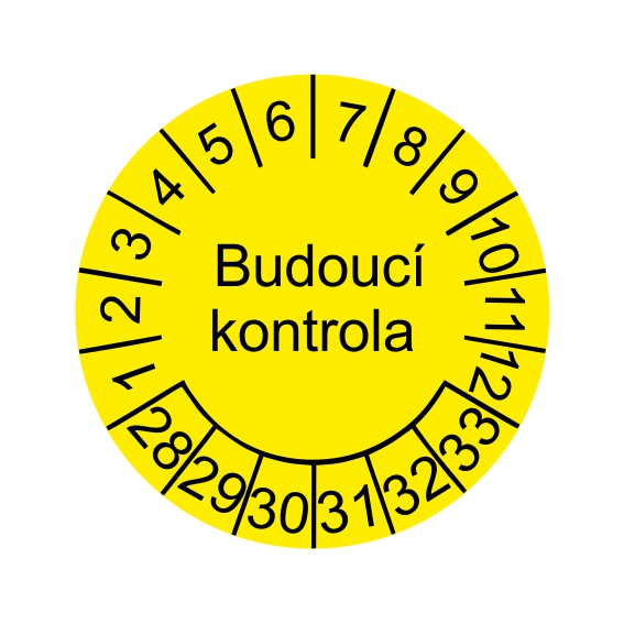 Budúca kontrola štítok - dátumový terčík rok 28-33