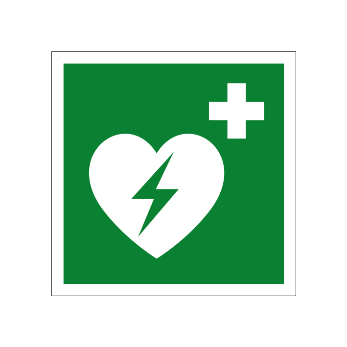 Záchranná tabuľka, Defibrilátor srdca ISO 7010