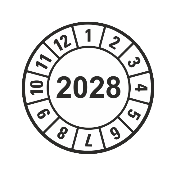 Kontrolný a dátumový štítok rok 2028