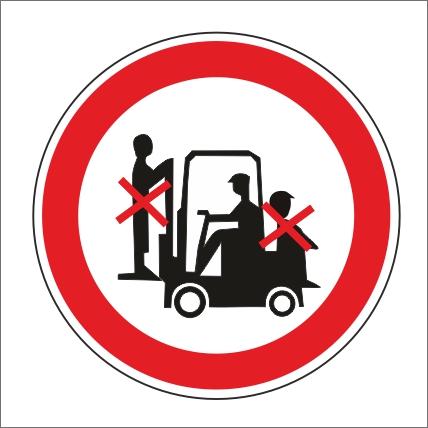 Symbol Zákaz dopravy osôb na čelnom nakladači