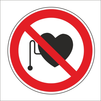 Symbol Zákaz vstupu osobám s kardiostimulátorom
